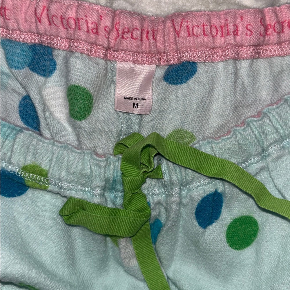 Victoria’s💙Secret Polka Dots 100% Cotton 2-piece Flannel Pajama Set, Size Medium - Picture 5 of 16